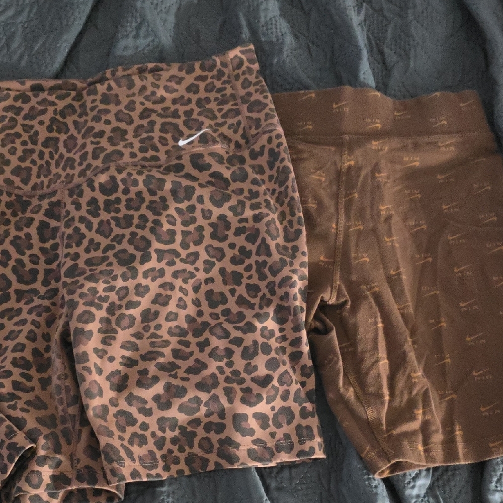 Nike Brown Leopard Print Athletic Shorts
